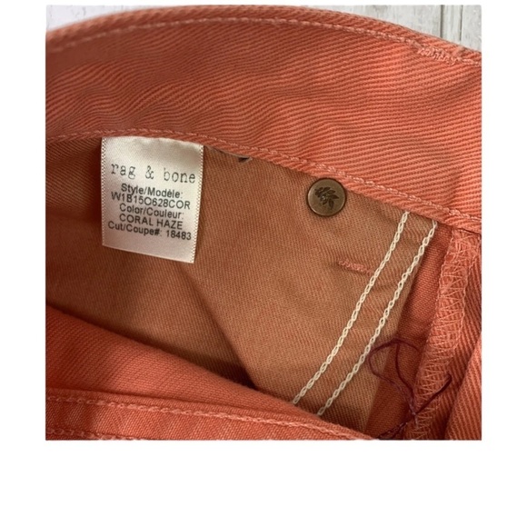 RAG & BONE High Waist Moss Denim Mini Skirt w/ Raw Hem in Coral Haze Size 24 - Picture 6 of 7